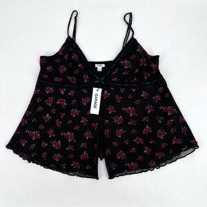 Garage Floral Split Front Spaghetti Strap Tank Top